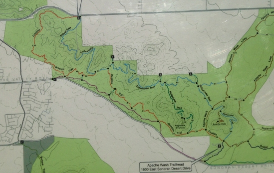 Apache Wash trail head map.